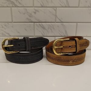 Bench Craft Leather Belts Size 40" Set Of 2 Tan/Charcoal